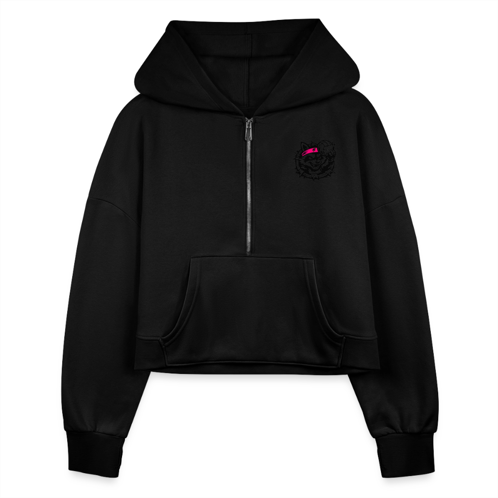 Women's Half Zip Cropped Hoodie - black