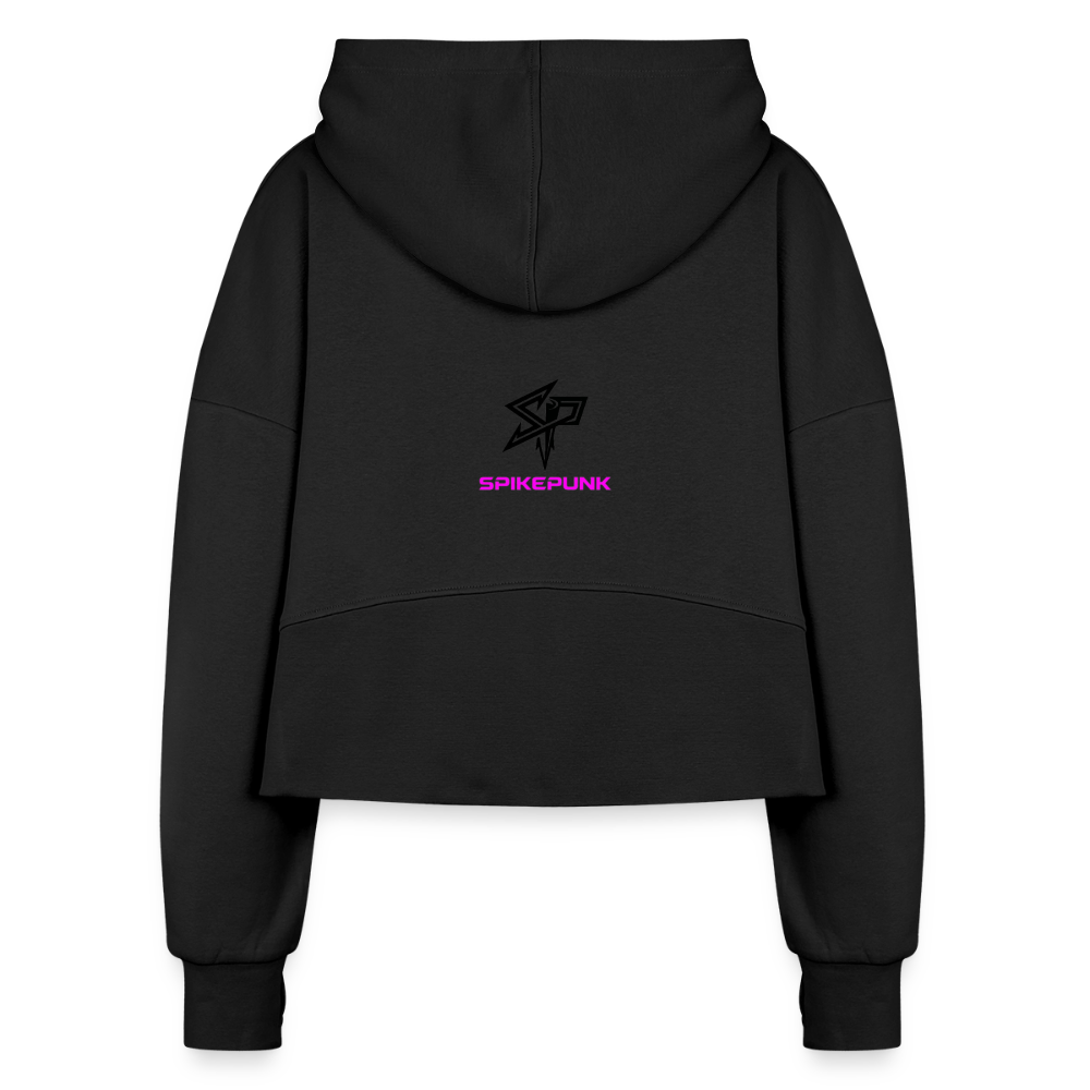 Women's Half Zip Cropped Hoodie - black