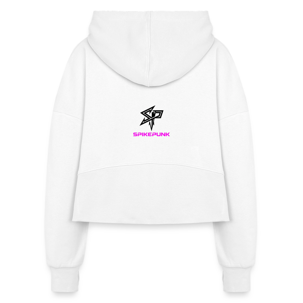 Women's Half Zip Cropped Hoodie - white