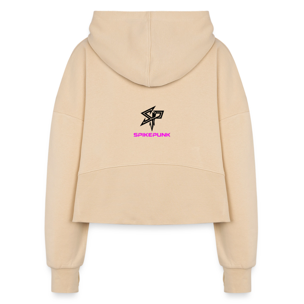 Women's Half Zip Cropped Hoodie - nude