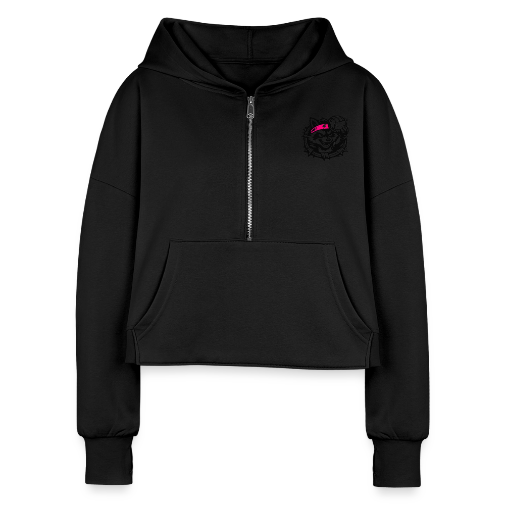 Women's Half Zip Cropped Hoodie - black