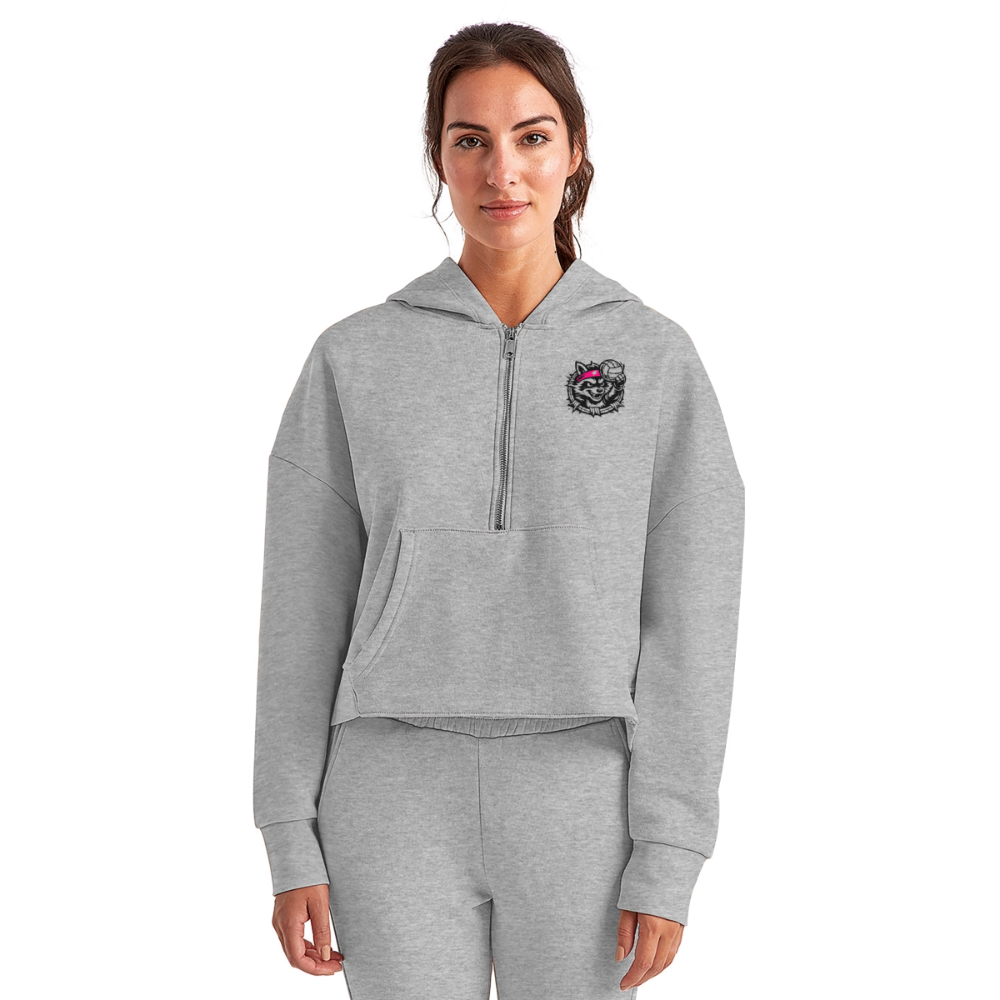 Women's Half Zip Cropped Hoodie - heather gray