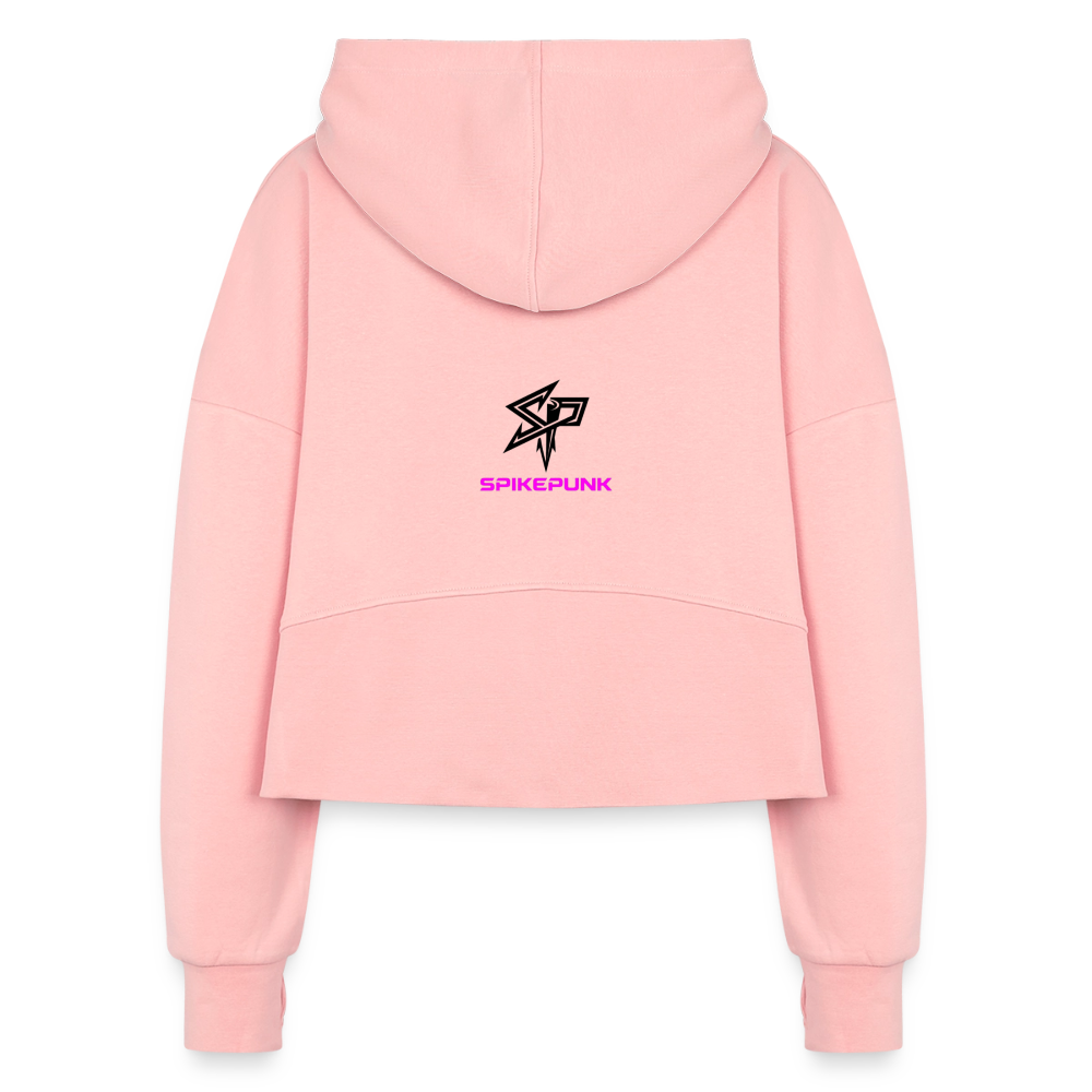 Women's Half Zip Cropped Hoodie - light pink