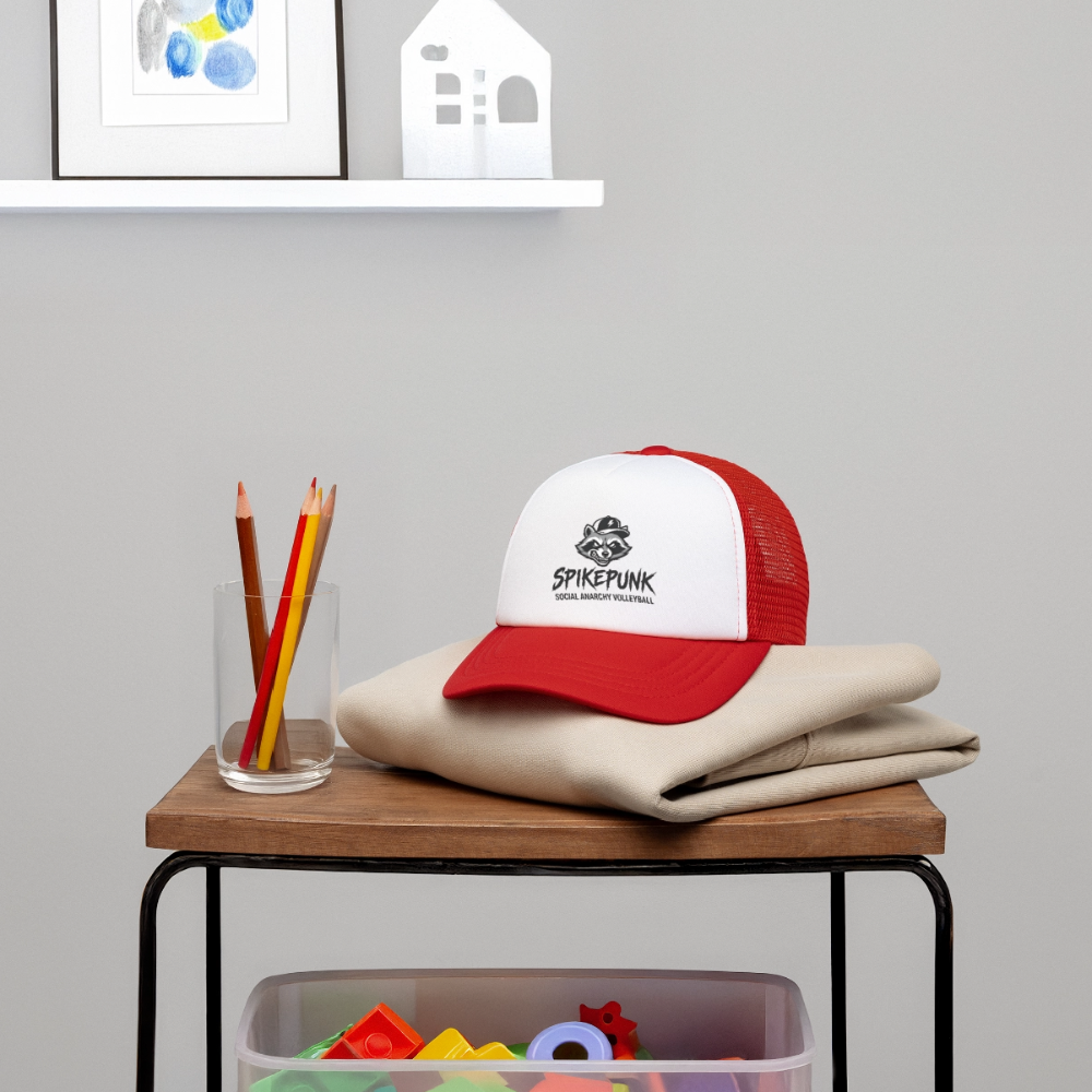 Kid's Trucker Cap - white/red