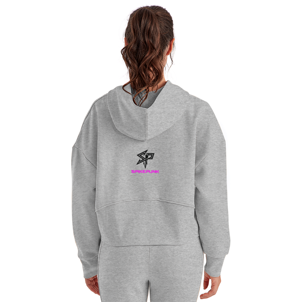 Women's Half Zip Cropped Hoodie - heather gray