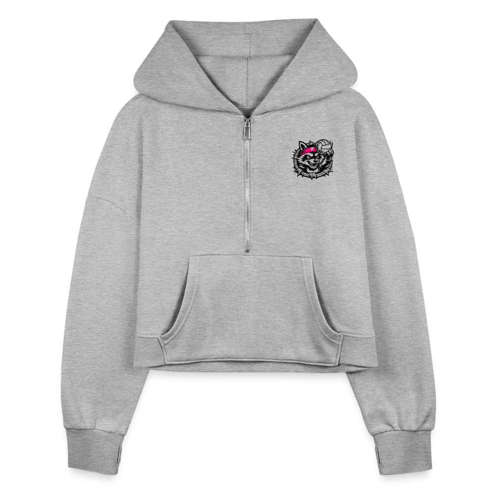 Women's Half Zip Cropped Hoodie - heather gray
