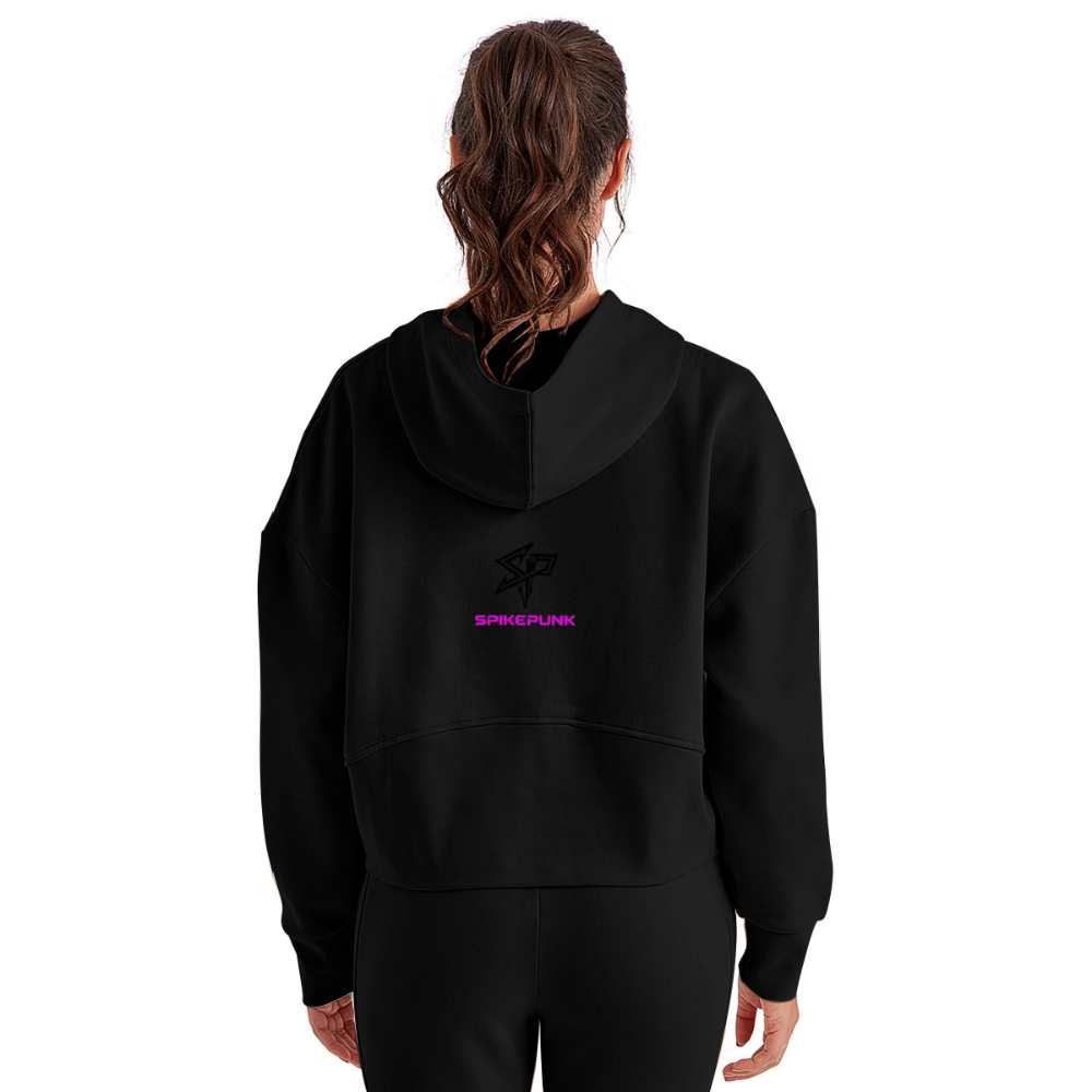 Women's Half Zip Cropped Hoodie - black