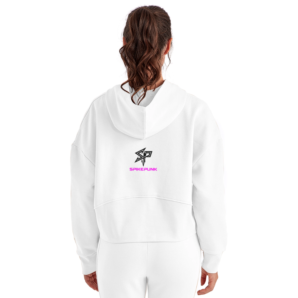 Women's Half Zip Cropped Hoodie - white
