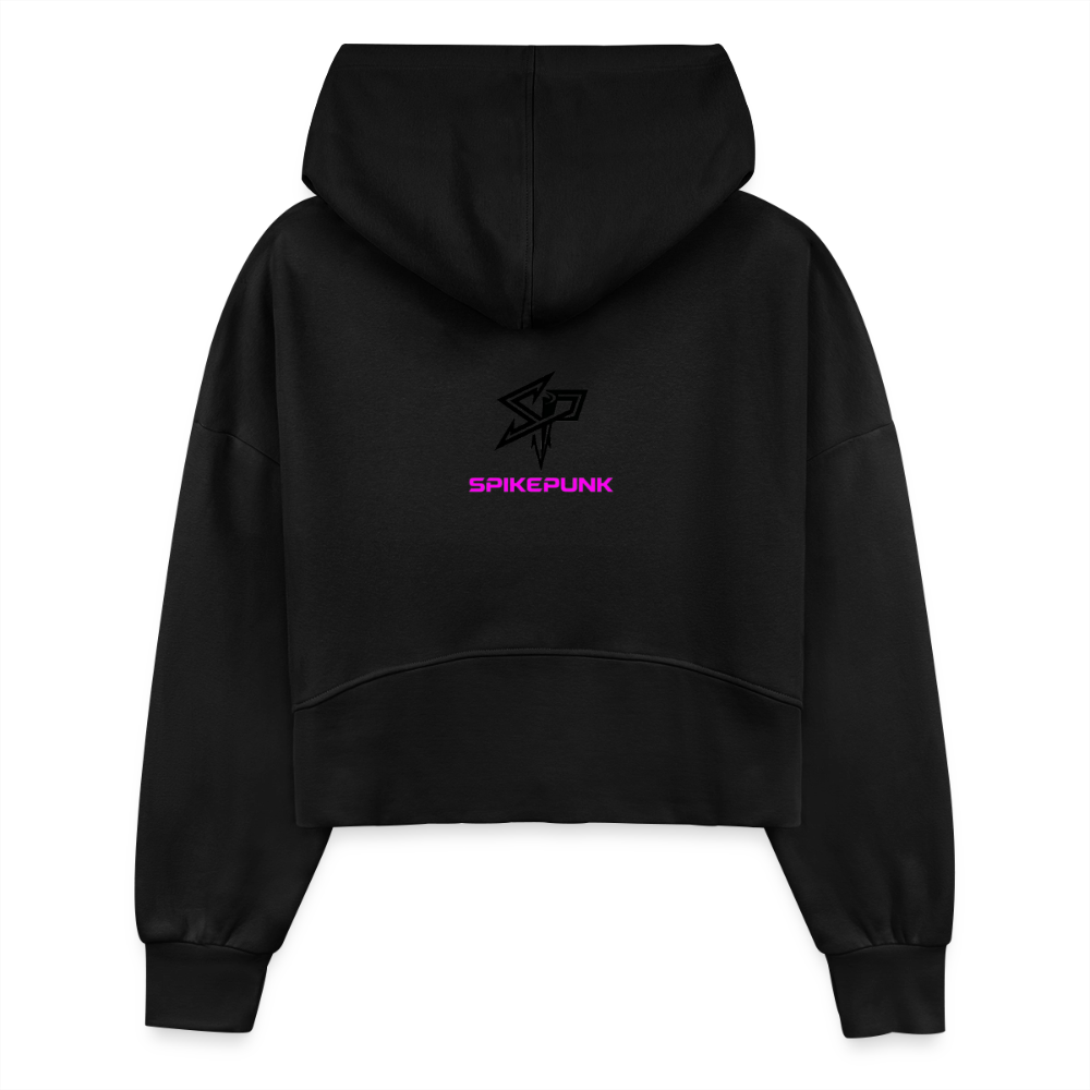 Women's Half Zip Cropped Hoodie - black