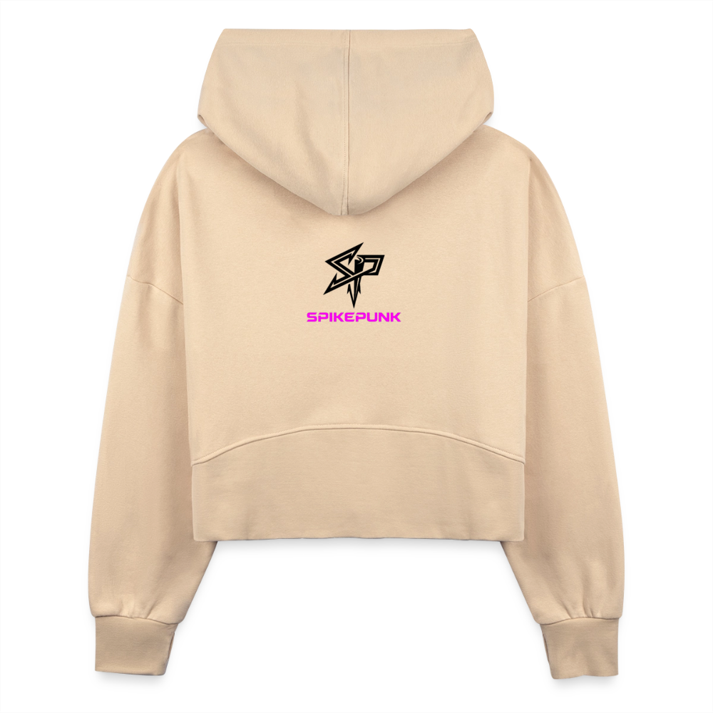 Women's Half Zip Cropped Hoodie - nude