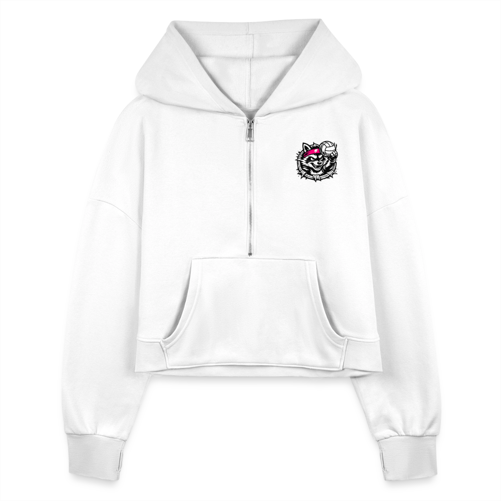 Women's Half Zip Cropped Hoodie - white
