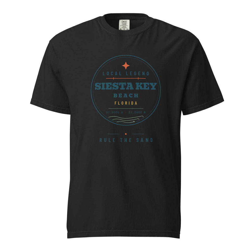 Local Legend Tee, Siesta Key, front detail